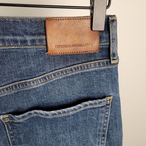 Citizens Of Humanity Size 27 Demy Distressed Tempo Cropped Flare Jeans Blue - Picture 9 of 12